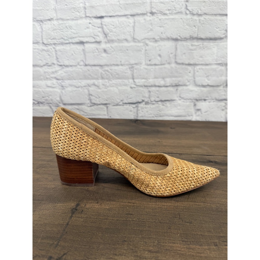 Vince Camuto Raffia Woven Block Heel Pumps Coastal Chic Old Money Quiet Luxury 7 - Picture 10 of 13